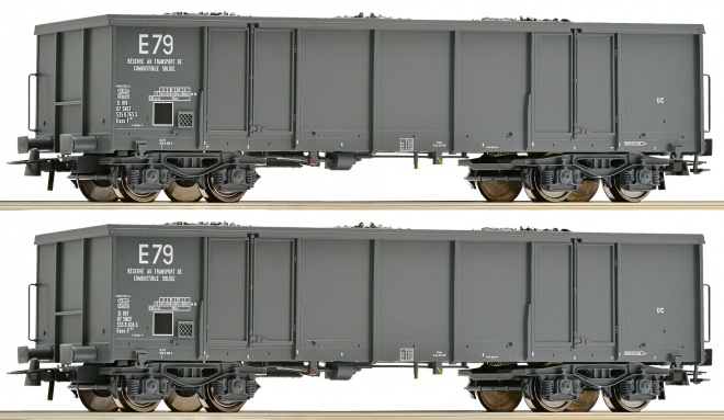 Set of 2 Gondola car type Eanos with coal load<br /><a href='images/pictures/Roco/230058.jpg' target='_blank'>Full size image</a>